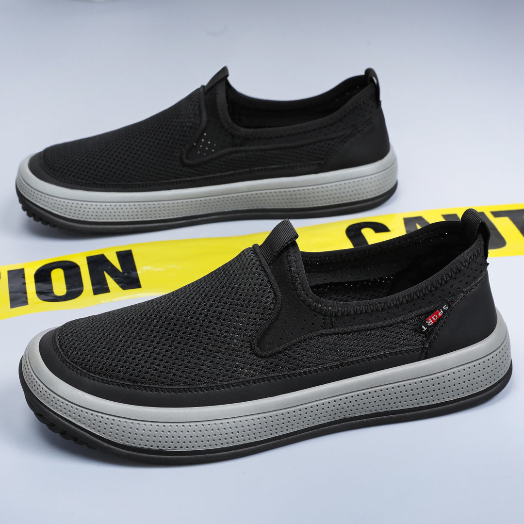 Herren nan atmungsaktiver Slip-On Mesh-Sneaker mit elastischem Einstieg und perforierter EVA-Plateausohle Drune