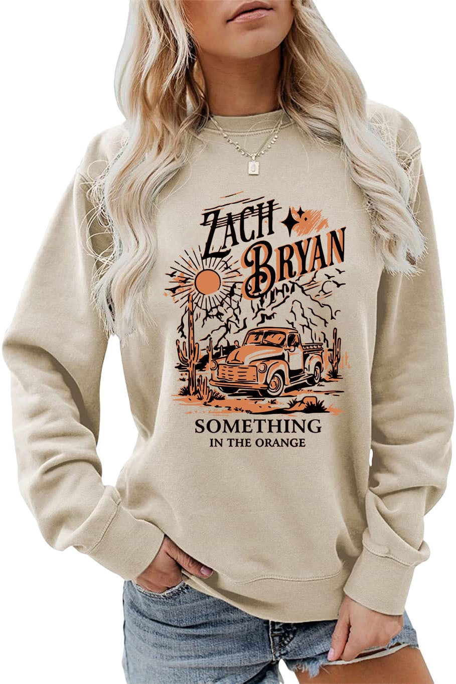 Damen Sweatshirt mit inspirierendem Vintage-Truck-Design Drune