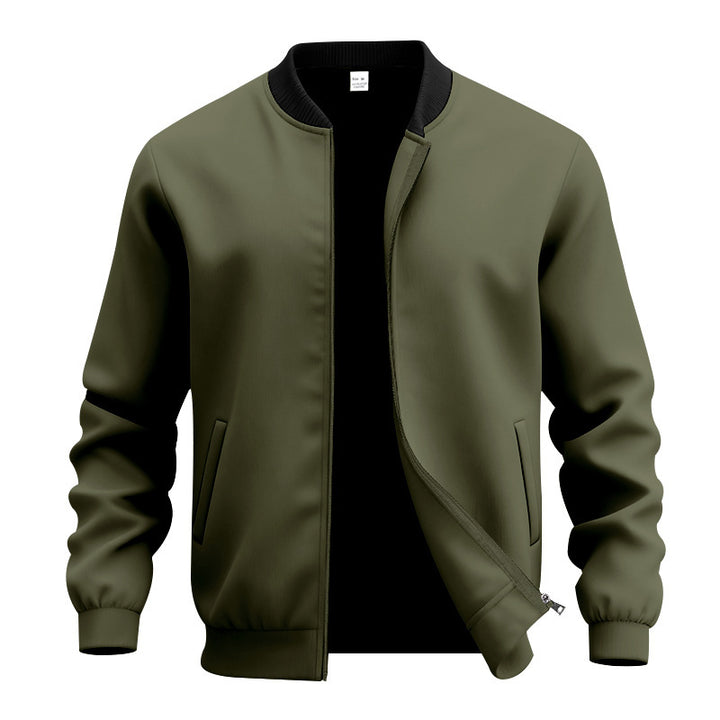 Herren nan stylische Bomberjacke mit elastischem Saum, Rippkragen und verdecktem Reißverschluss Drune