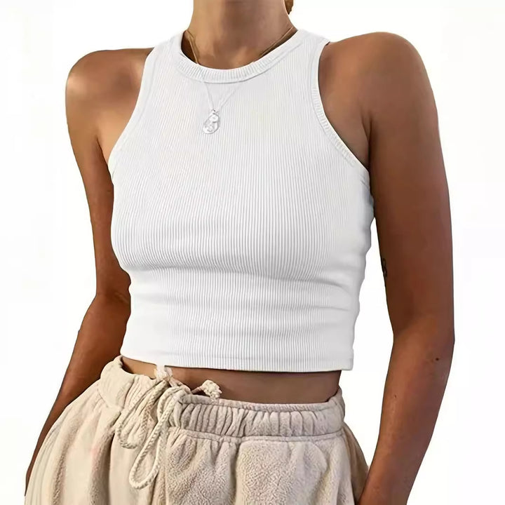 Damen eng anliegendes Crop-Top mit strukturiertem Rippdesign Drune