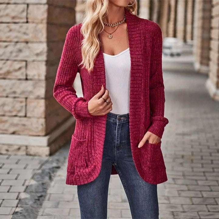 Damen Strickjacke mit strukturiertem Design und praktischen Taschen Drune