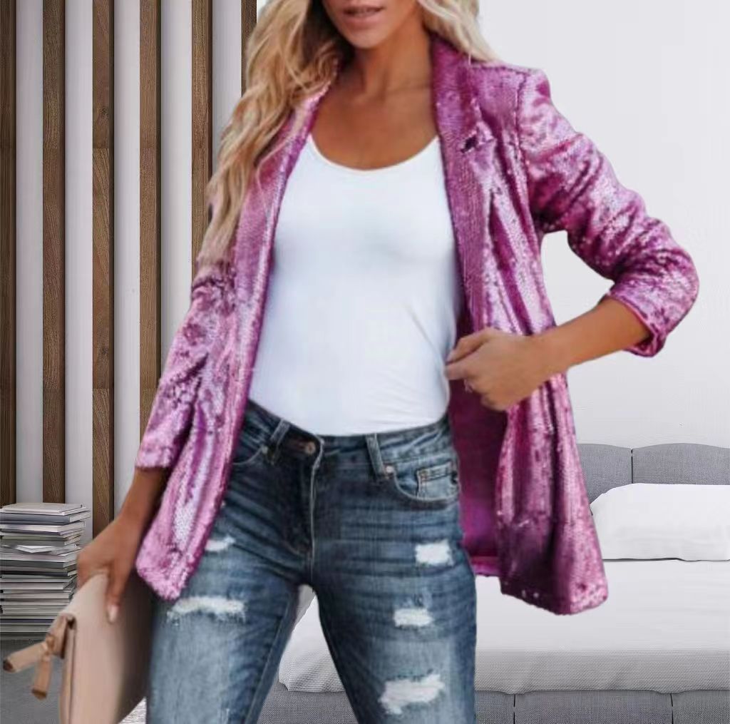 Damen Blazer mit Paillettenbesatz Drune