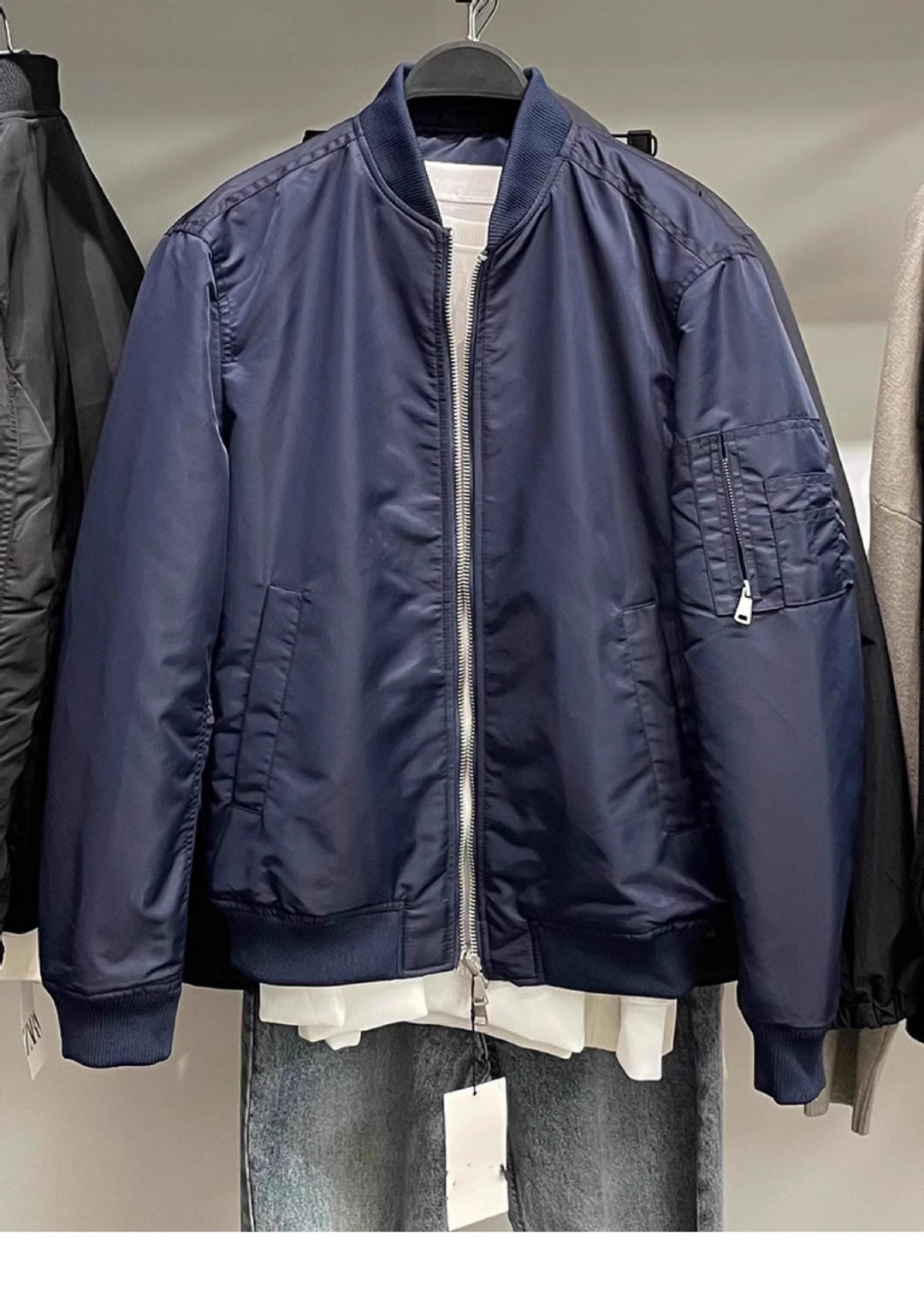 Herren lässige Bomberjacke mit praktischen Taschen und hochschließendem Reißverschluss Drune