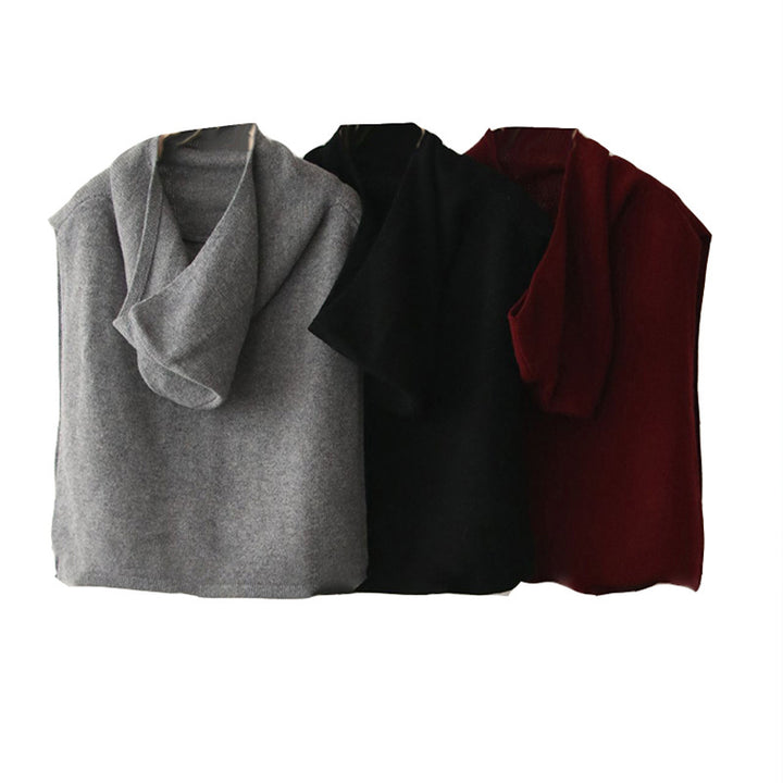 Damen kuscheliger Strickpullover mit Kapuze Drune