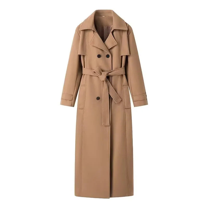 Damen Trenchcoat mit modischer Taillierung und doppelt geknöpfter Front Drune