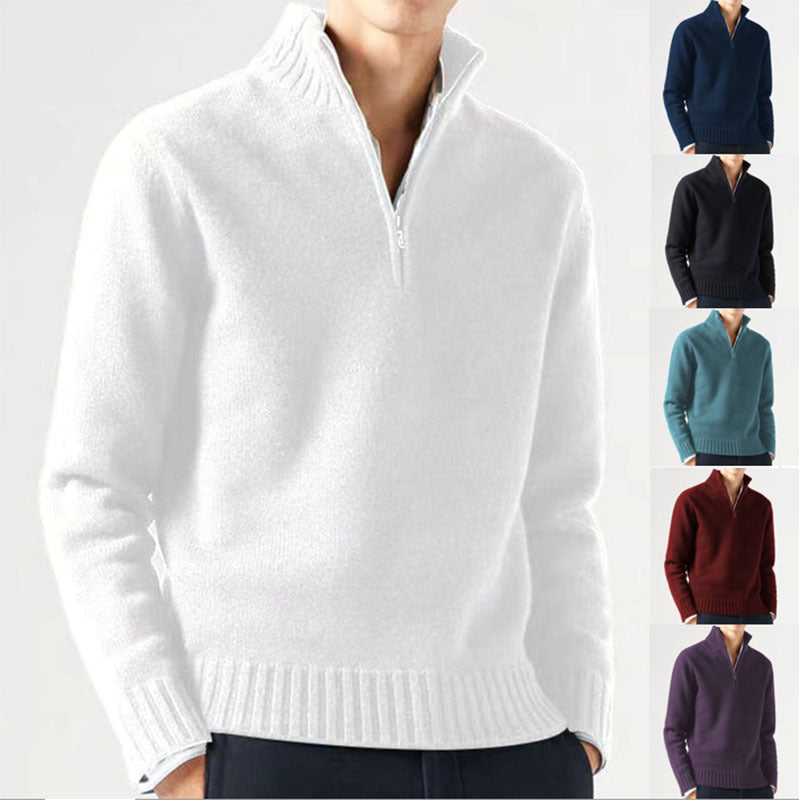 Herren Pullover mit hohem Kragen und modernem Reißverschluss Drune