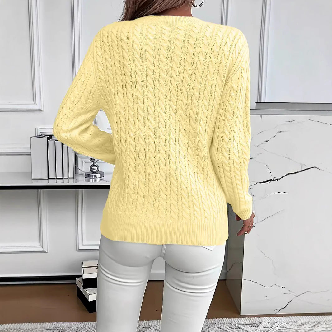 Damen Strickpullover mit elegantem Zopfdesign Drune