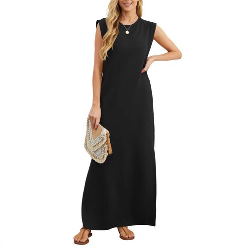 Damen Maxikleid mit modernen Schulterdetails und fließendem Schnitt Drune