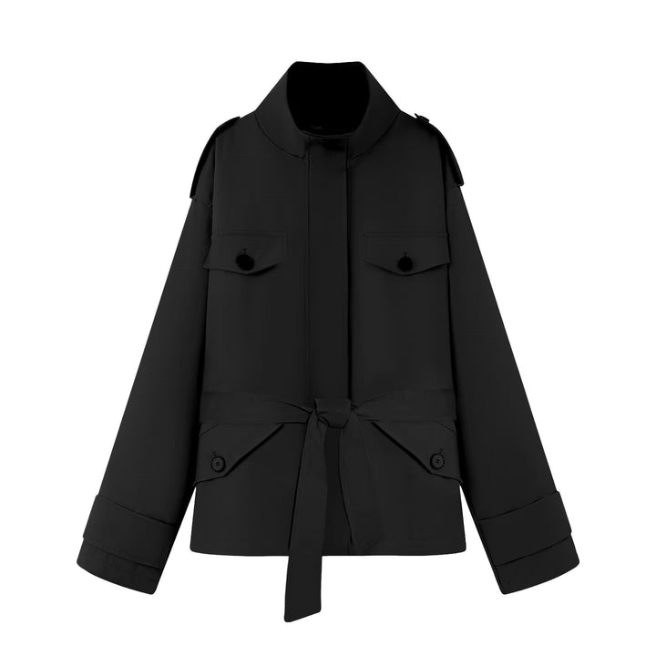 Damen modische Utility-Jacke mit hohem Kragen Drune