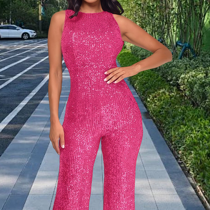 Damen Glamouröses Jumpsuit mit Paillettenbesatz und figurbetonter Silhouette Drune