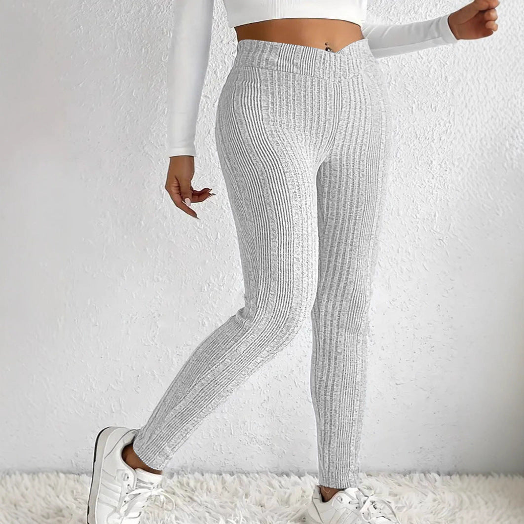 Damen figurbetonte Leggings mit stylish Streifenmuster Drune