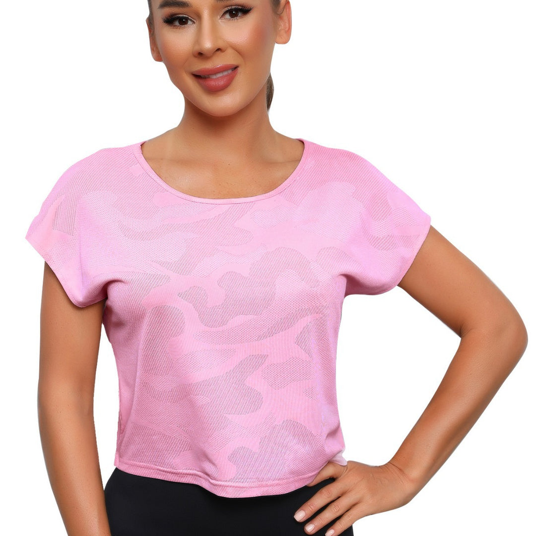 Damen Sportliches Crop-Top mit atmungsaktiver Netzstruktur Drune