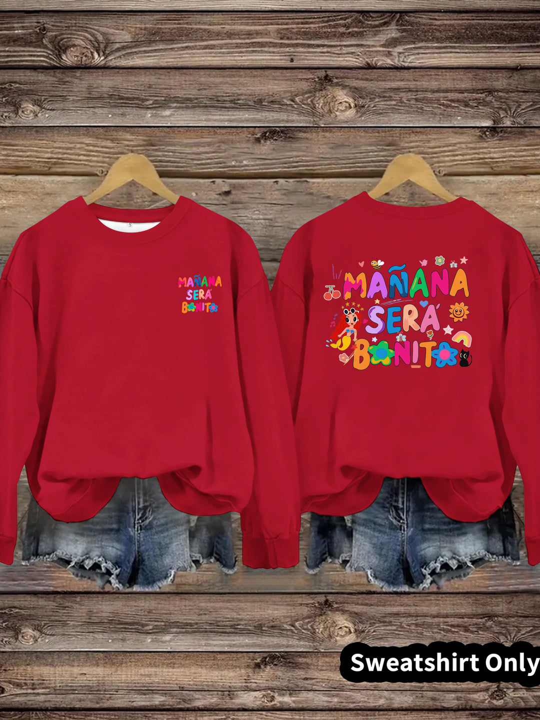 Damen Sweatshirt mit Verspielt Farbigen Aufdruck und Lässigem Schnitt Drune