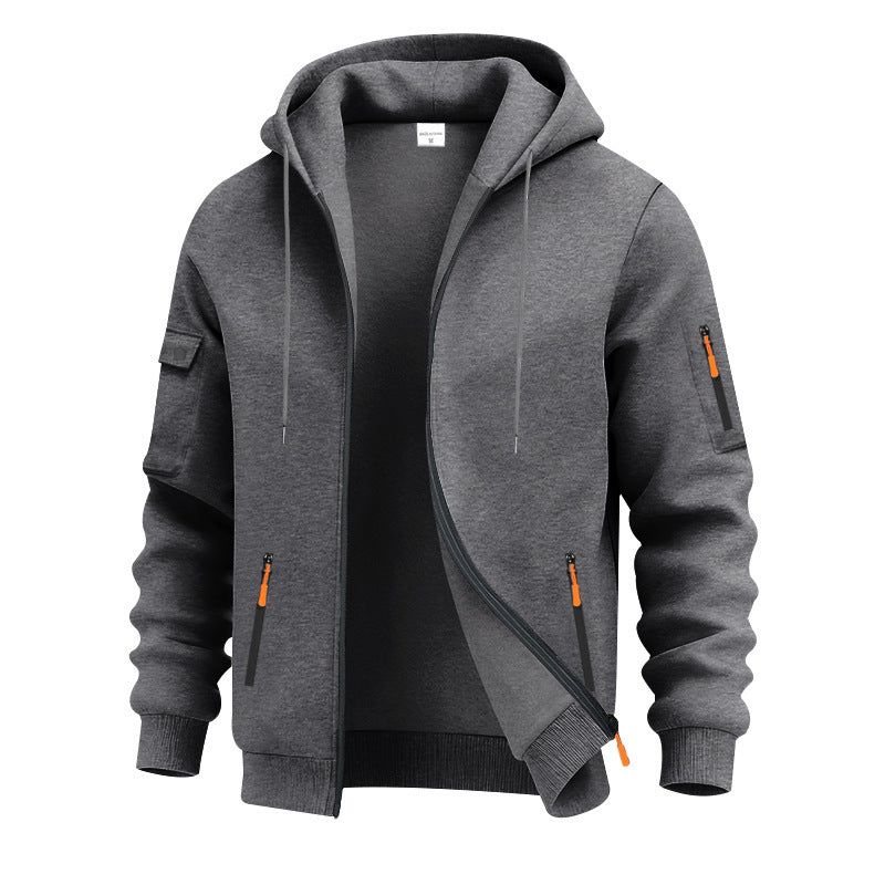 Herren nan technische Kapuzenjacke mit Reißverschluss, zipptaschen und Ärmeltasche Drune