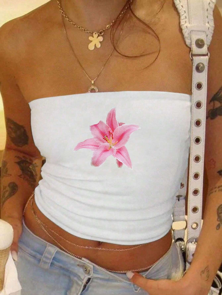 Damen Bandeau-Top mit auffälligem Statement-Aufdruck Drune