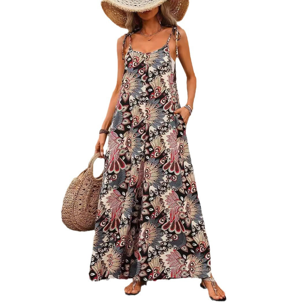 Damen Bequemes Maxikleid mit auffälligem Muster Drune