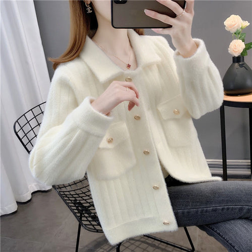 Damen kuschelige Strickjacke mit aufwendigen Knopfdetails und praktischen Taschen Drune