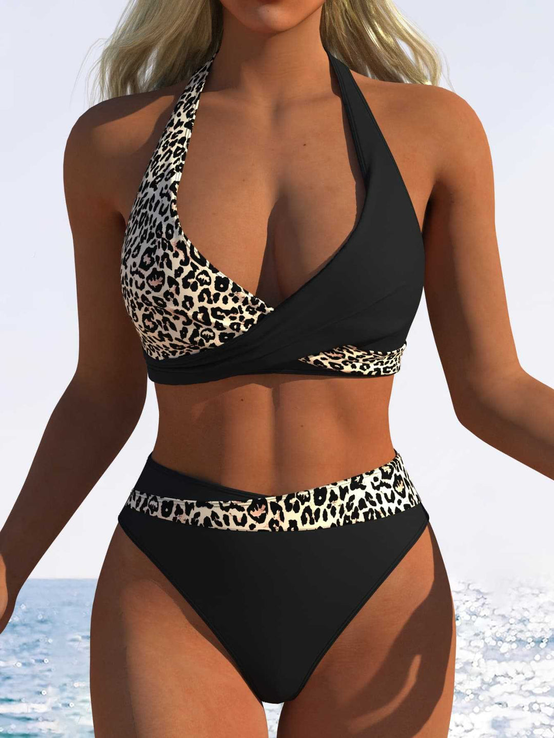 Damen Bandeau-Bikini mit floralem Muster und hohem Beinausschnitt Drune