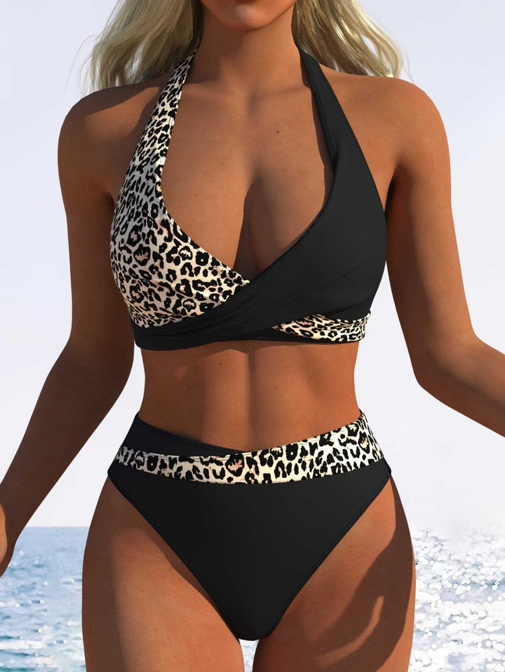 Damen Bandeau-Bikini mit floralem Muster und hohem Beinausschnitt Drune