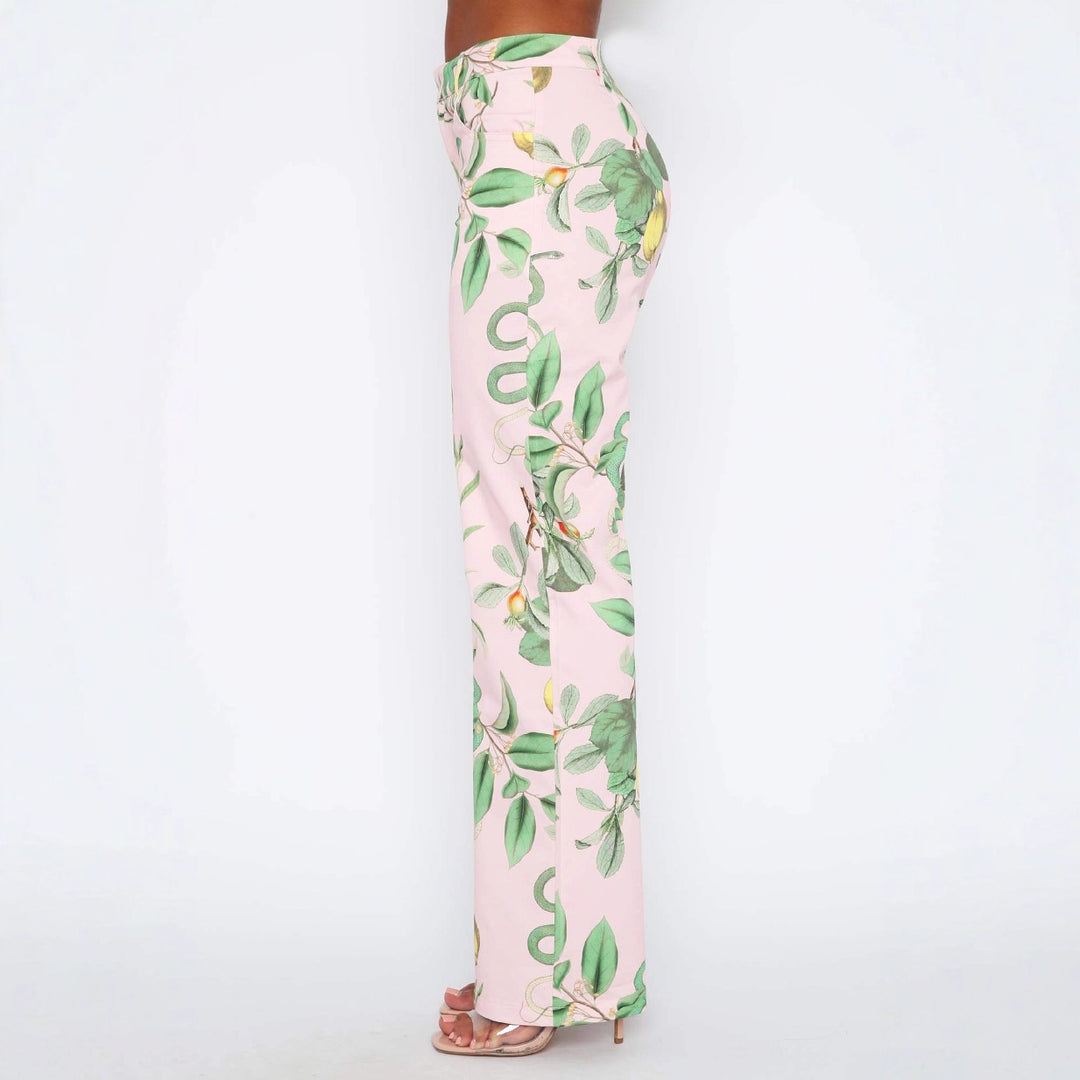 Damen lässige Cargo-Hose mit frischem botanischem Print Drune