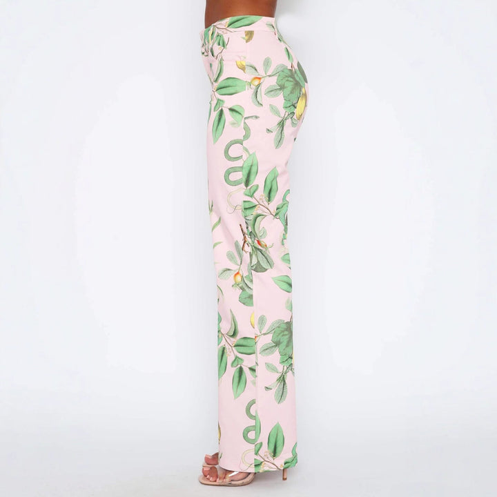 Damen lässige Cargo-Hose mit frischem botanischem Print Drune