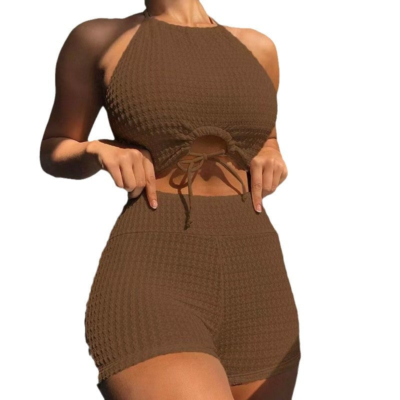 Damen Sportliches Oberteil mit High-Waist Shorts Drune