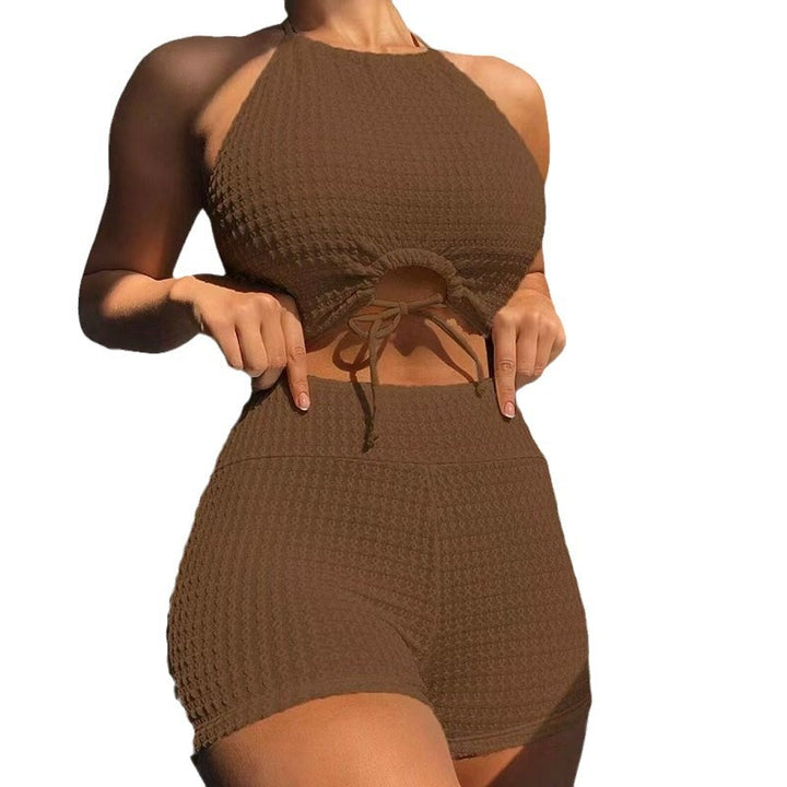 Damen Sportliches Oberteil mit High-Waist Shorts Drune