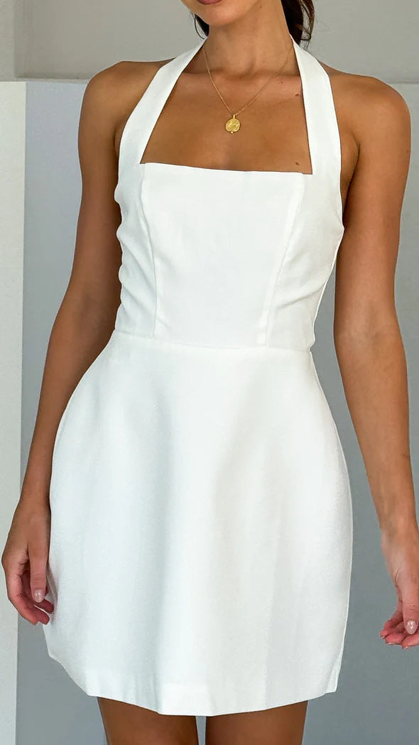 Damen Kurzkleid mit schickem Halterneck und fließendem Schnitt Drune