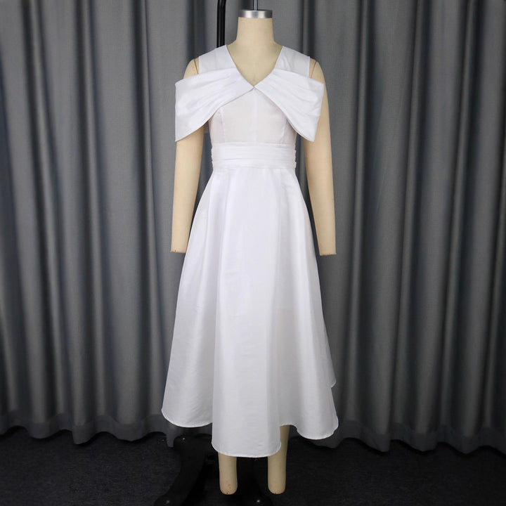 Damen Elegantes Midi-Kleid mit schickem Drapierungsakzent und voluminösem Oberteil Drune
