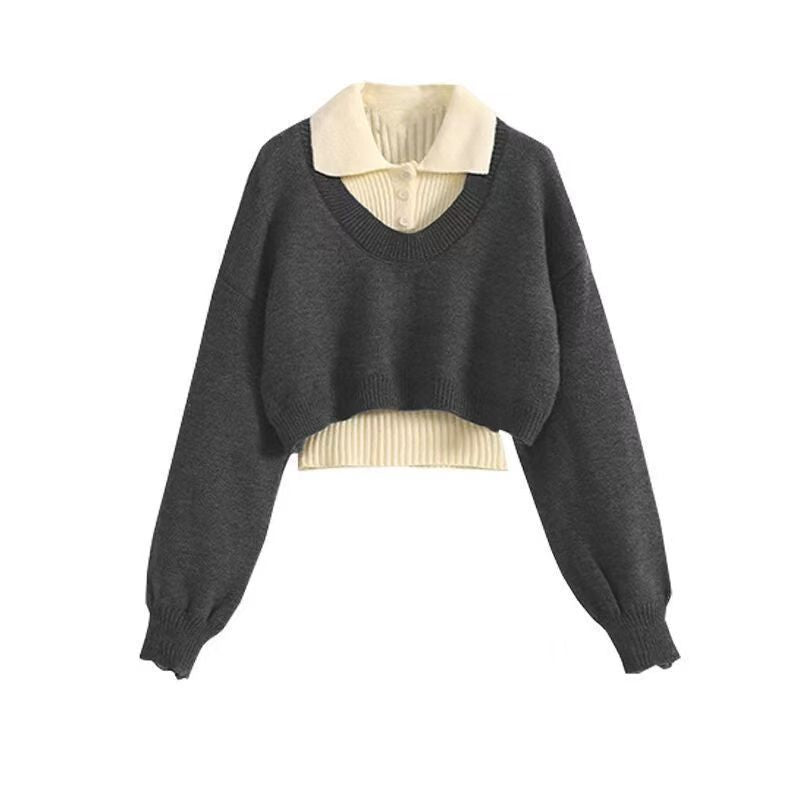 Damen modischer Crop-Pullover mit einzigartigem Design Drune