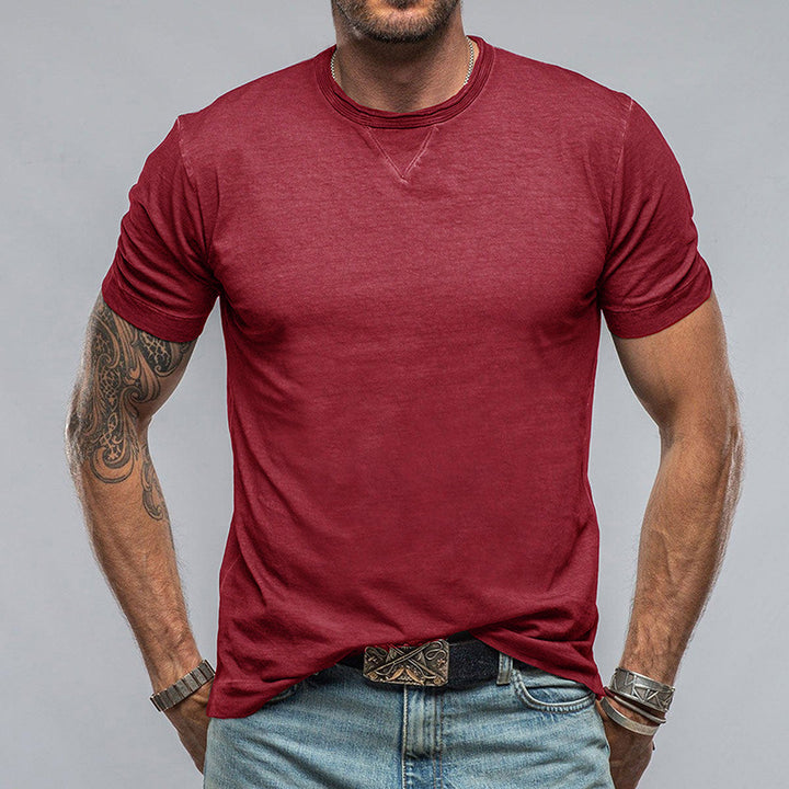 Herren Rundhals T-Shirt aus weichem Baumwollgemisch mit lässigem Schnitt Drune