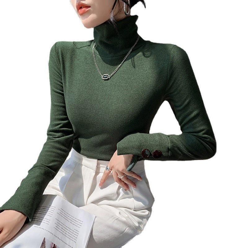 Damen Langarm-Turtleneck aus feinem Rippmaterial Drune