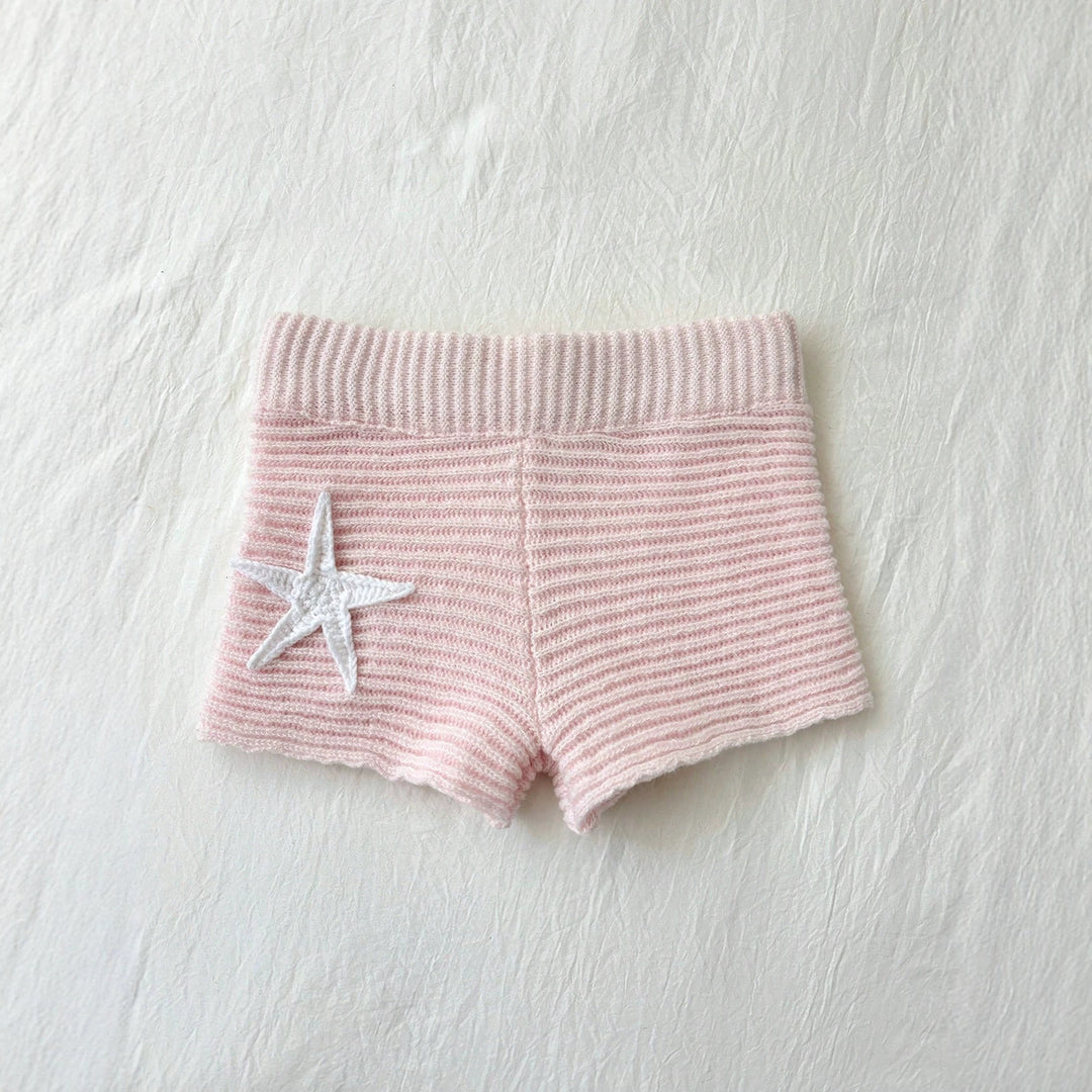 Damen kurze Strickshorts mit maritimer Applikation Drune