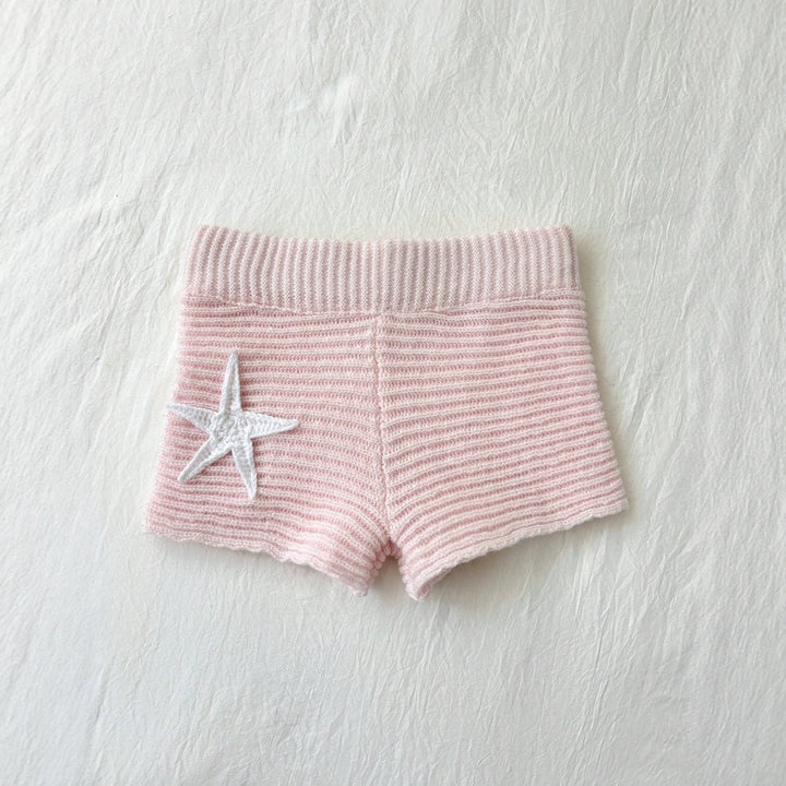 Damen kurze Strickshorts mit maritimer Applikation Drune