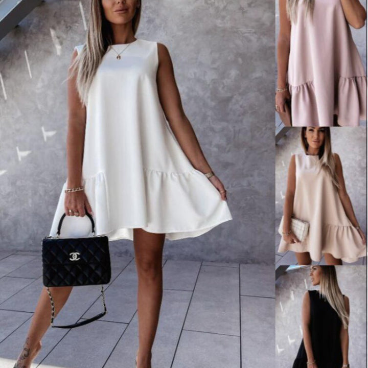 Damen luftiges Sommerkleid mit Rüschensaum Drune