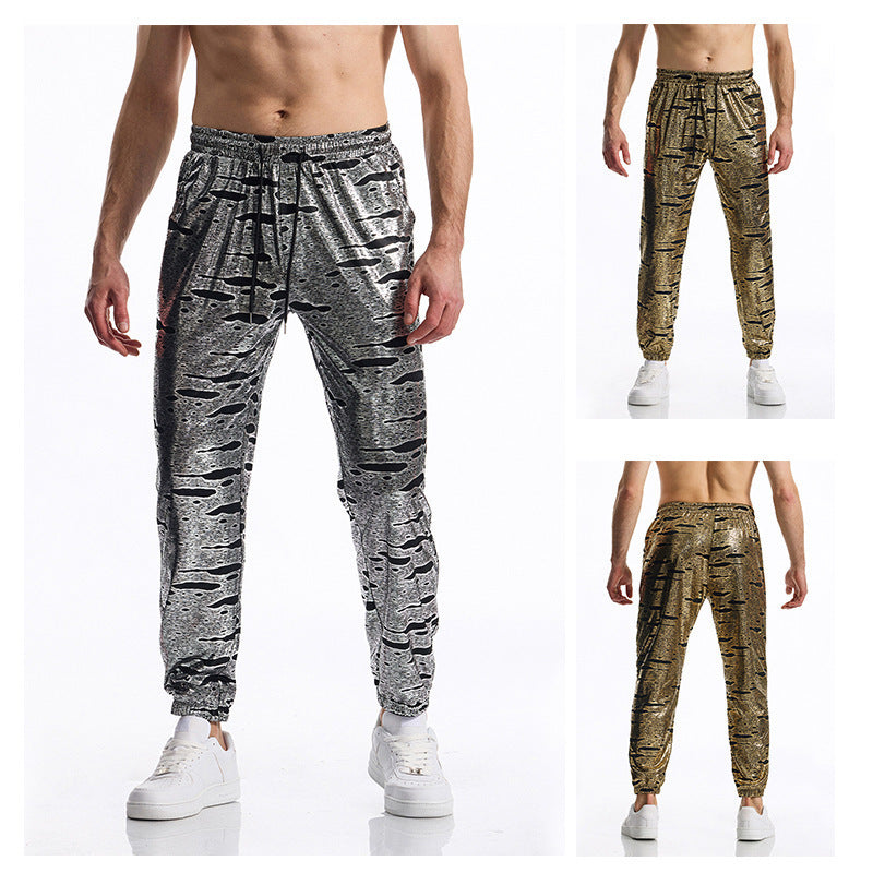 Herren elegante Jogginghose mit glänzendem Metallic-Muster Drune