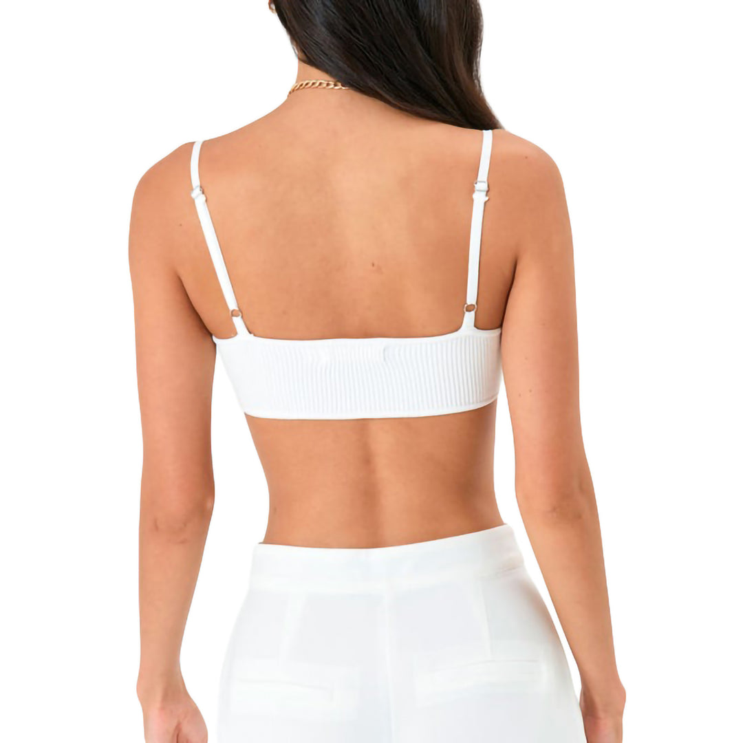 Damen Crop-Top mit Rippstruktur und verstellbaren Spaghettiträgern Drune