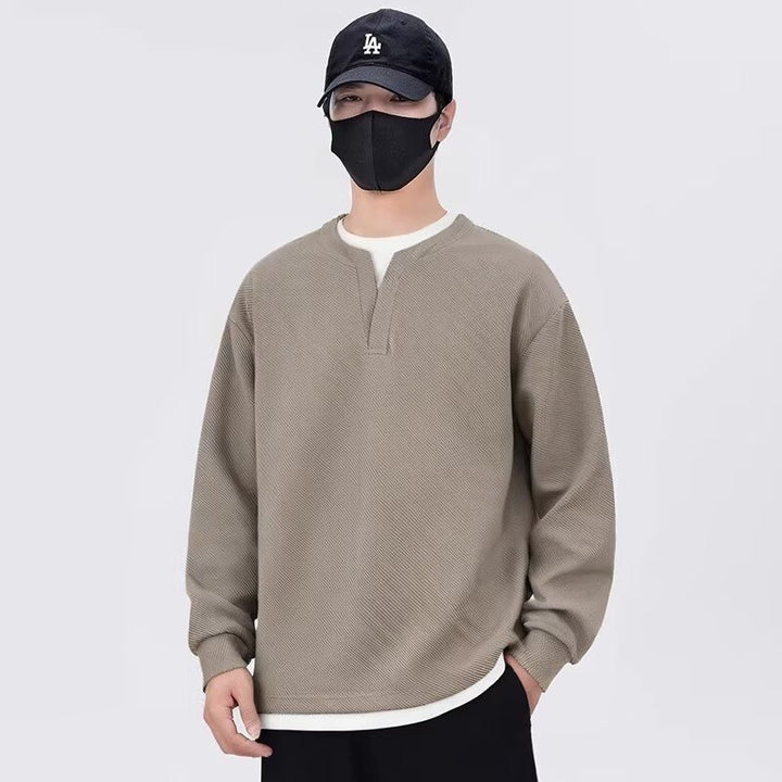 Herren lässiger Sweatshirt mit modernem Stehkragen und hochwertiger Textur Drune