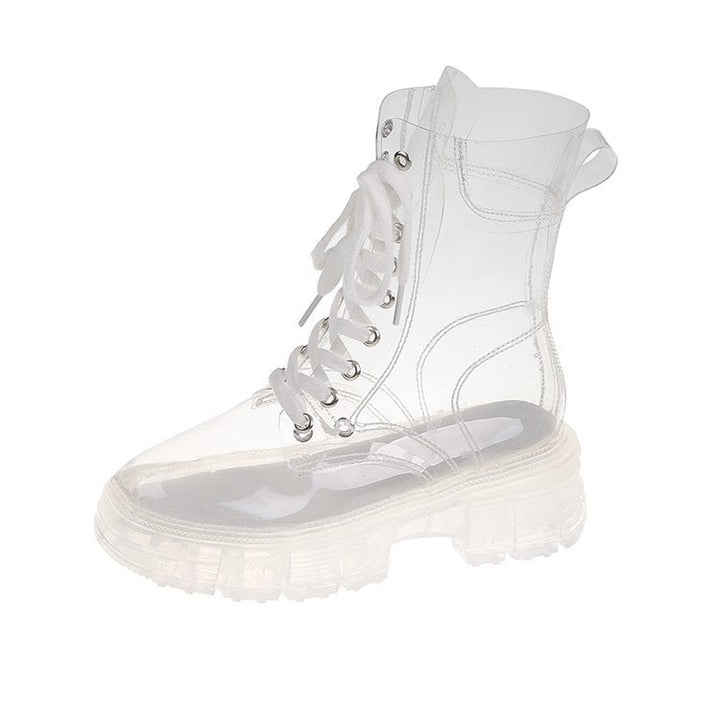 Damen Transparente Chunky Stiefel mit modischem Obermaterial und robustem Sohlenprofil Drune