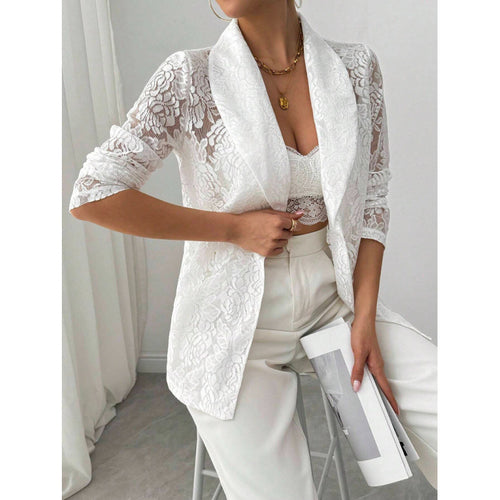 Damen Spitzenblazer mit elegantem Schalkragen Drune