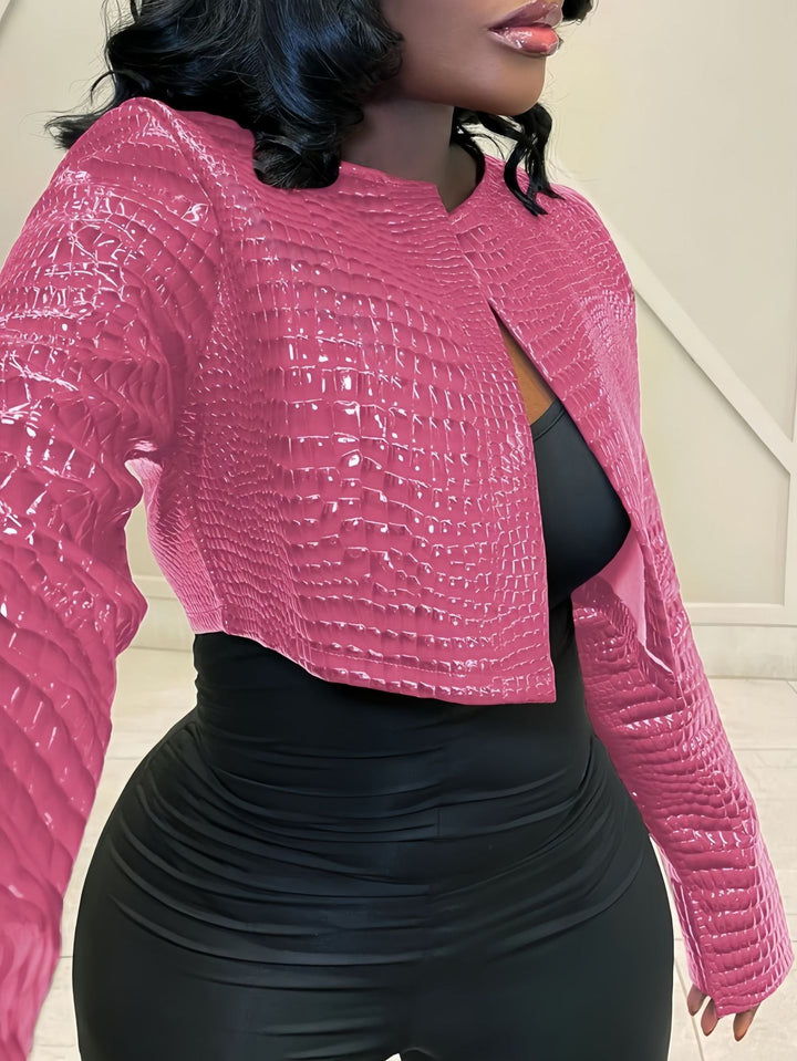 Damen Kunstlederjacke im modernen Krokodil-Design Drune
