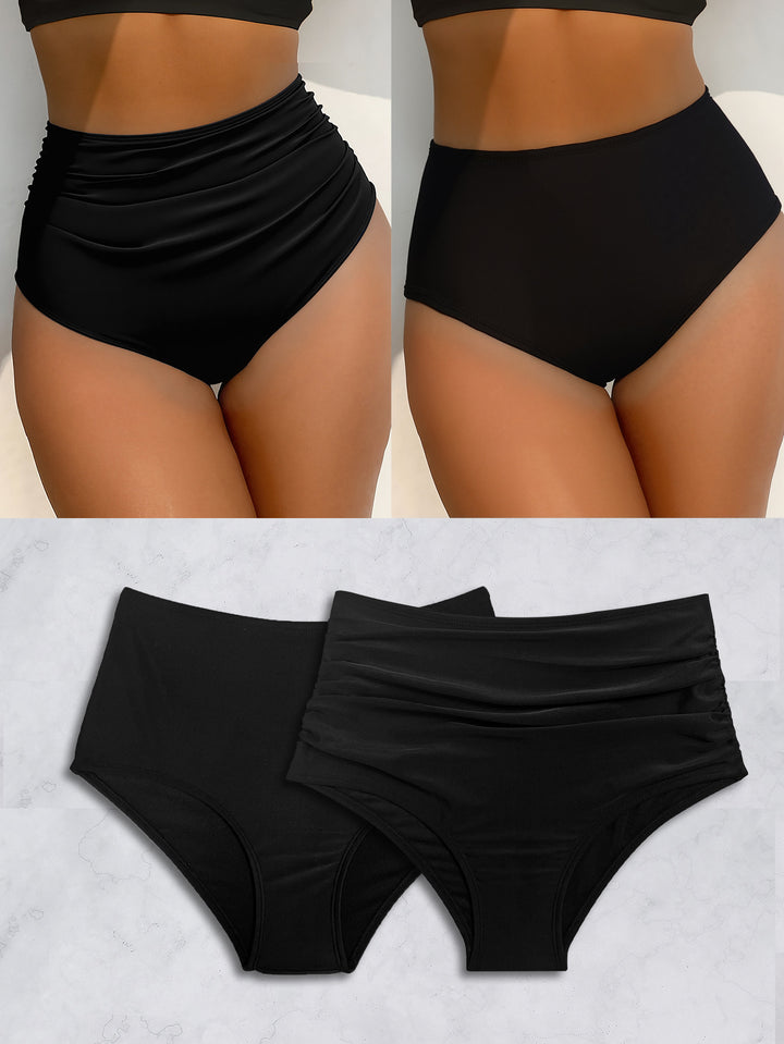 Damen Hochtaillierte Bikini-Hose mit vielseitigem Raffungselement und figurformendem Schnitt Drune