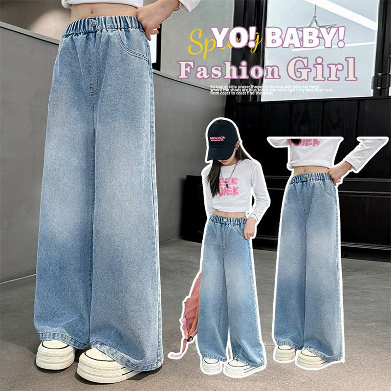 Damen weite Jeans mit elastischem Bund Drune