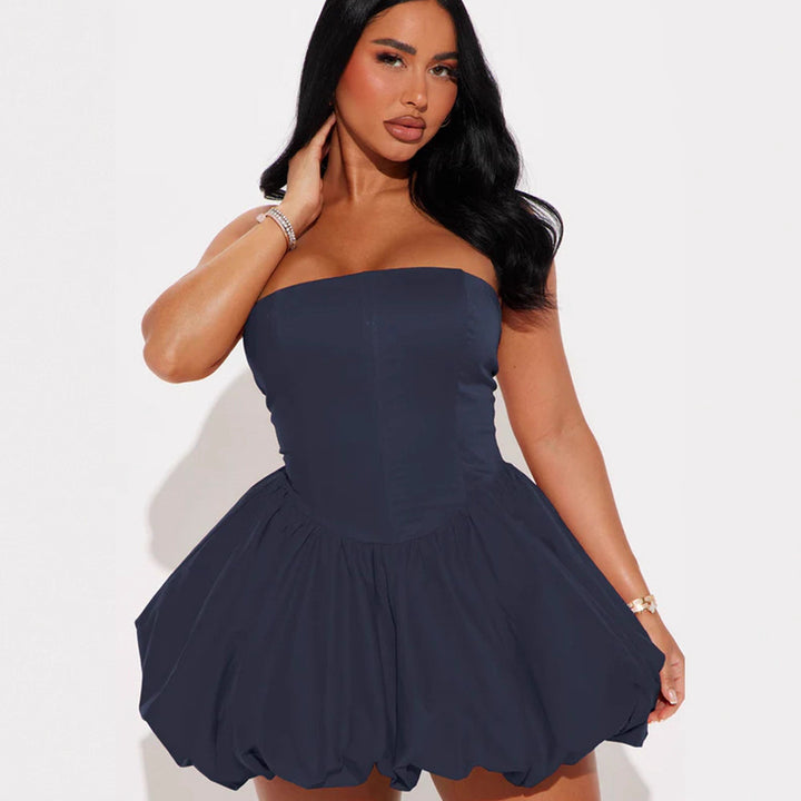 Damen Bustier-Kleid mit voluminösem Rock und figurschmeichelndem Schnitt Drune