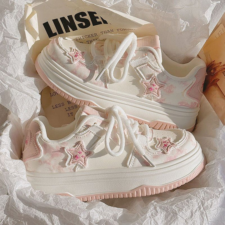 Damen Modische Sneakers mit Sternen-Applikationen Drune