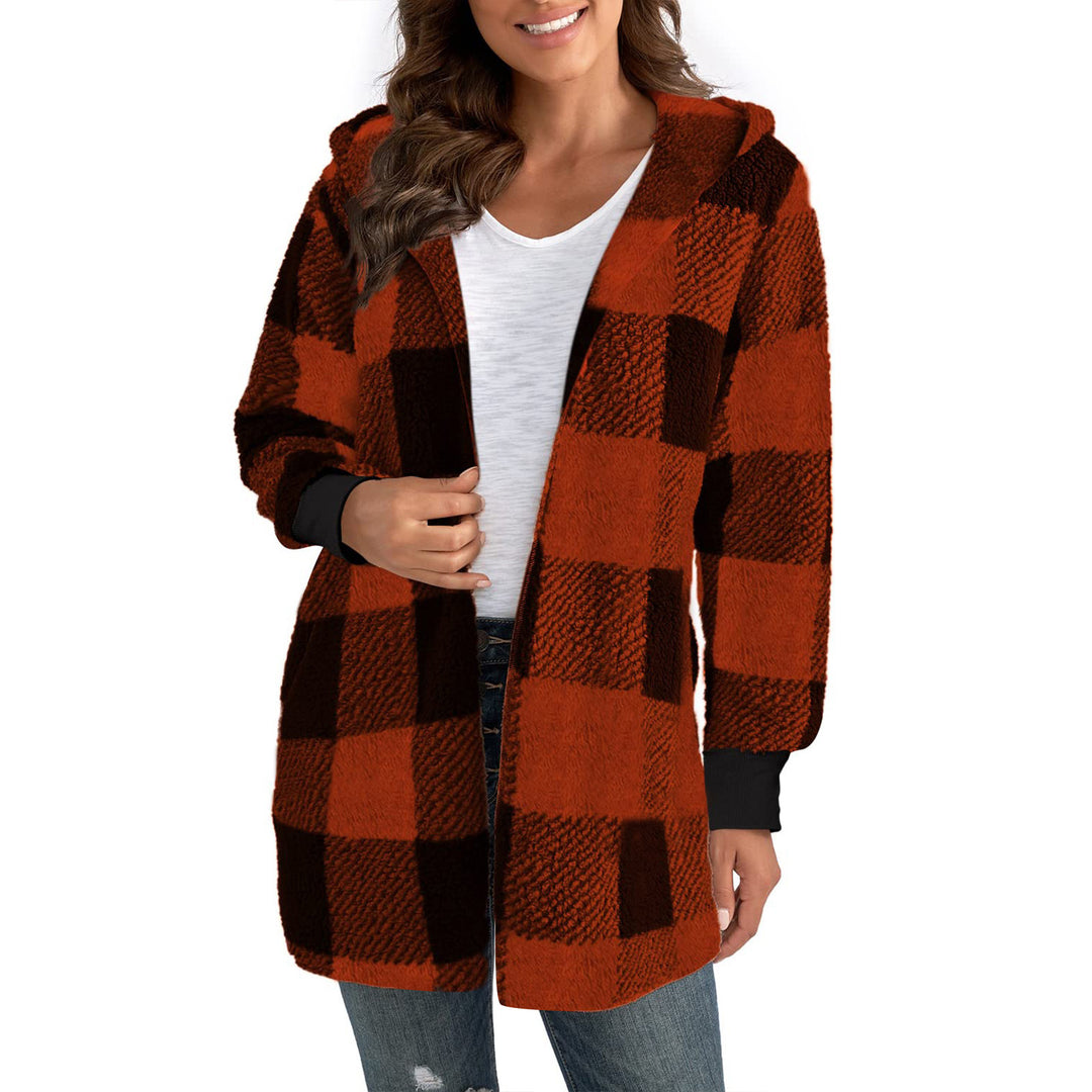Damen Kuschelige Karojacke mit weichem Material und lässiger Passform Drune