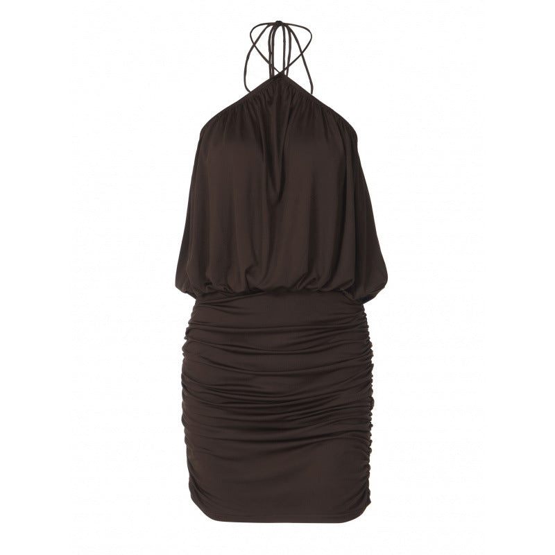 Damen Raffiniertes Wickelkleid mit Spaghetti-Trägern und gerafftem Saum Drune