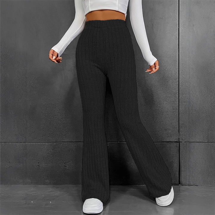 Damen weite Strickhose mit feinrippigem Design Drune