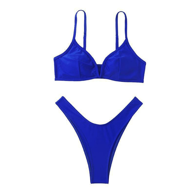 Damen Triangel-Bikini mit tiefem V-Ausschnitt und hohem Beinausschnitt Drune