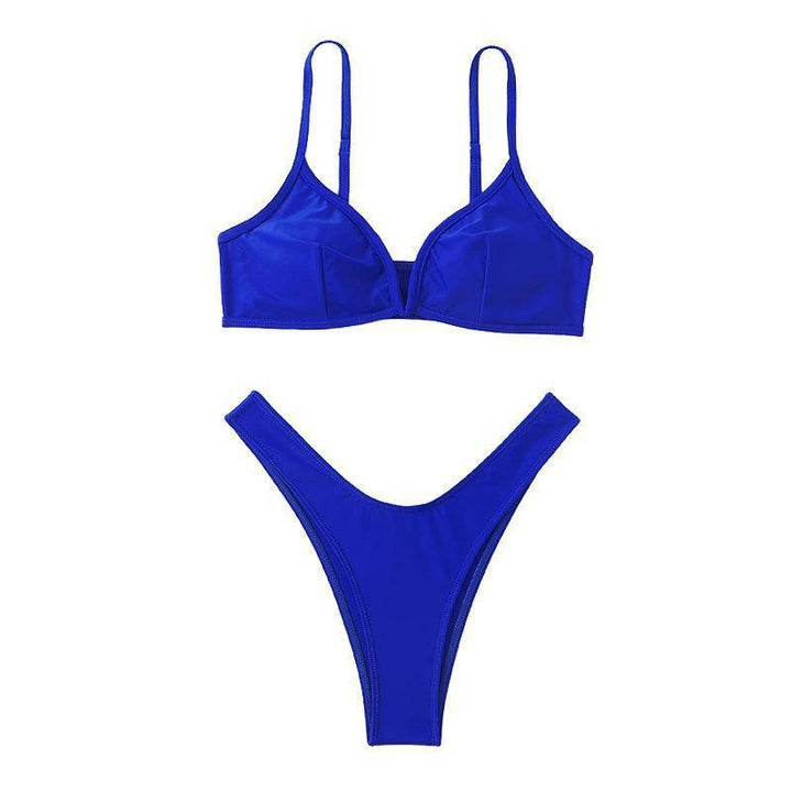 Damen Triangel-Bikini mit tiefem V-Ausschnitt und hohem Beinausschnitt Drune